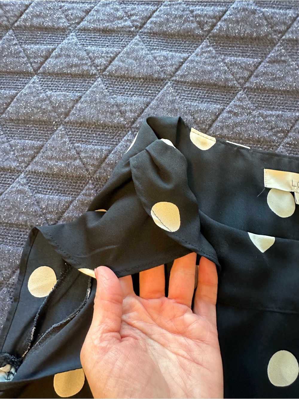 Loft Navy and Cream Polka Dot Blouse - Picture 3 of 6